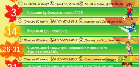 Афиша спортивных мероприятий в Елецком районе
